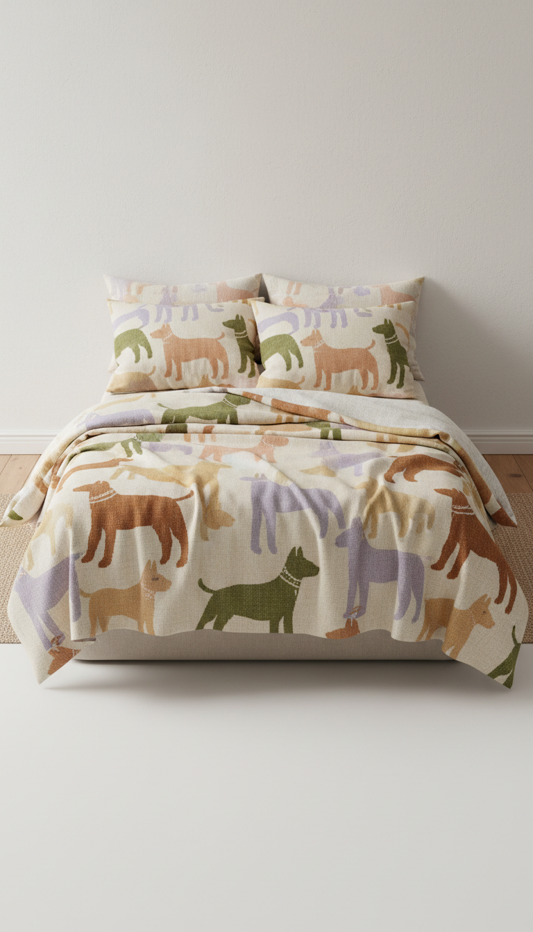 Plush Bedding with Canine Embroidery