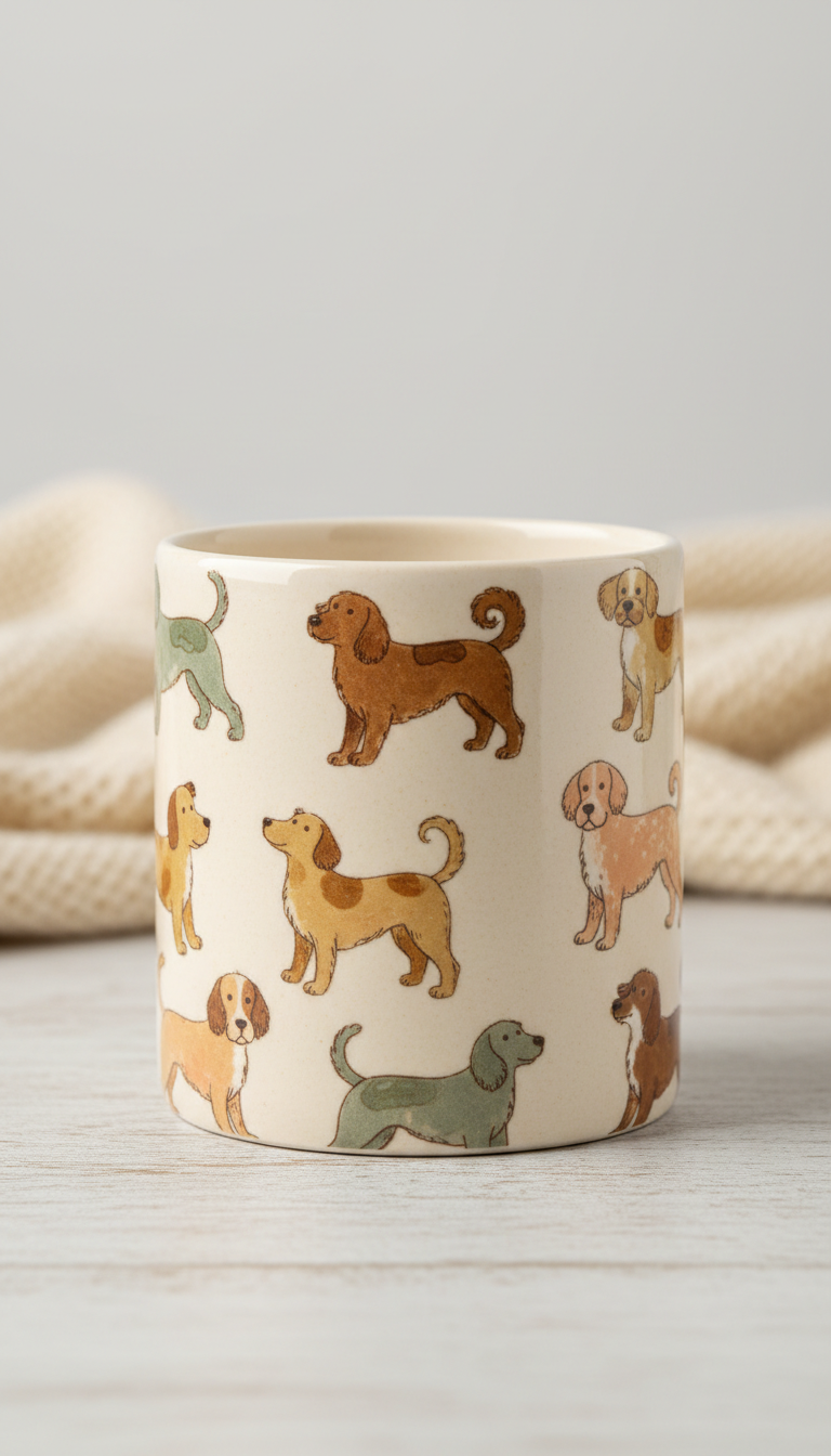 Ceramic Mug with Playful Dog Art