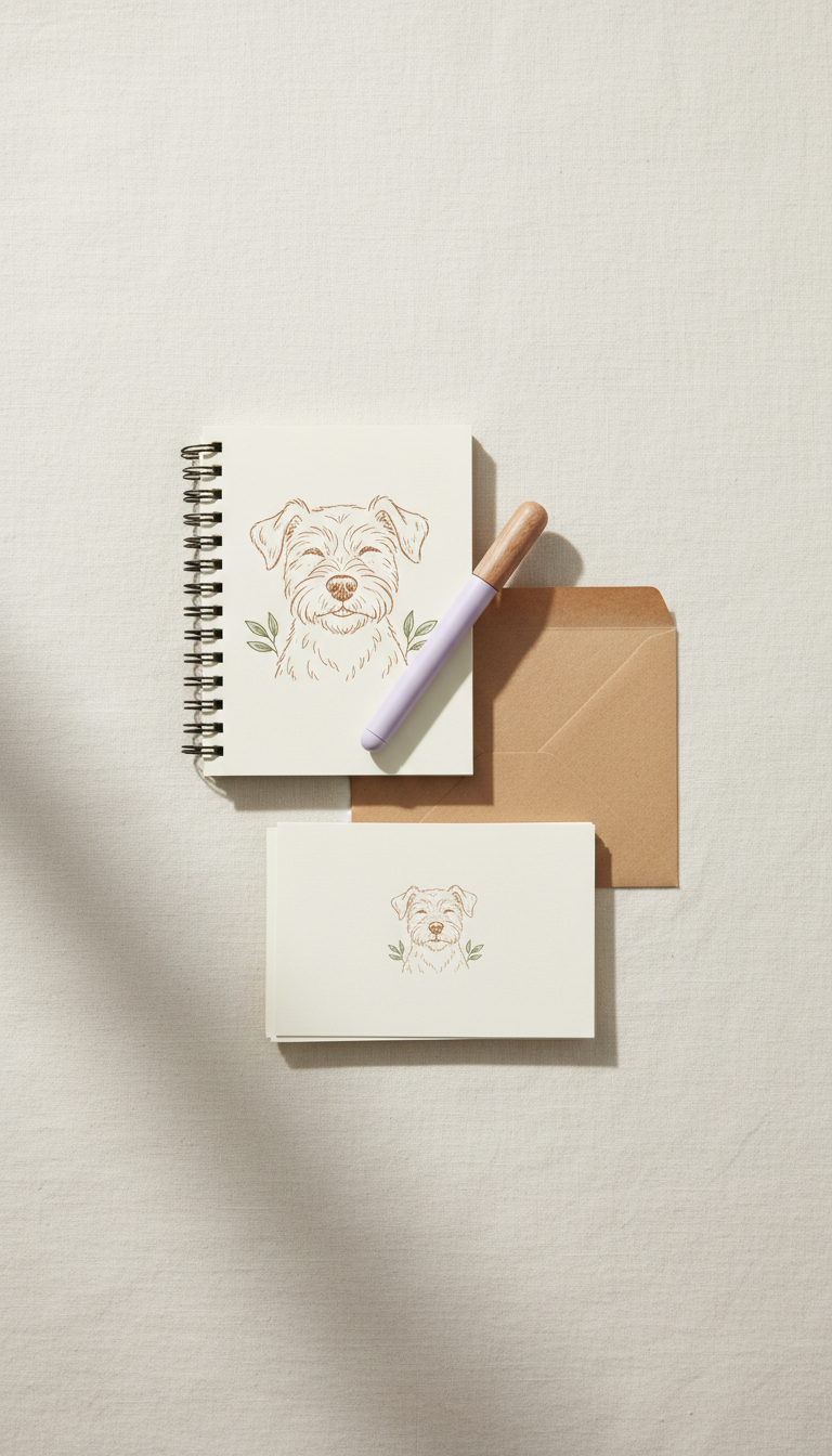 Hand-Drawn Dog Stationery Set