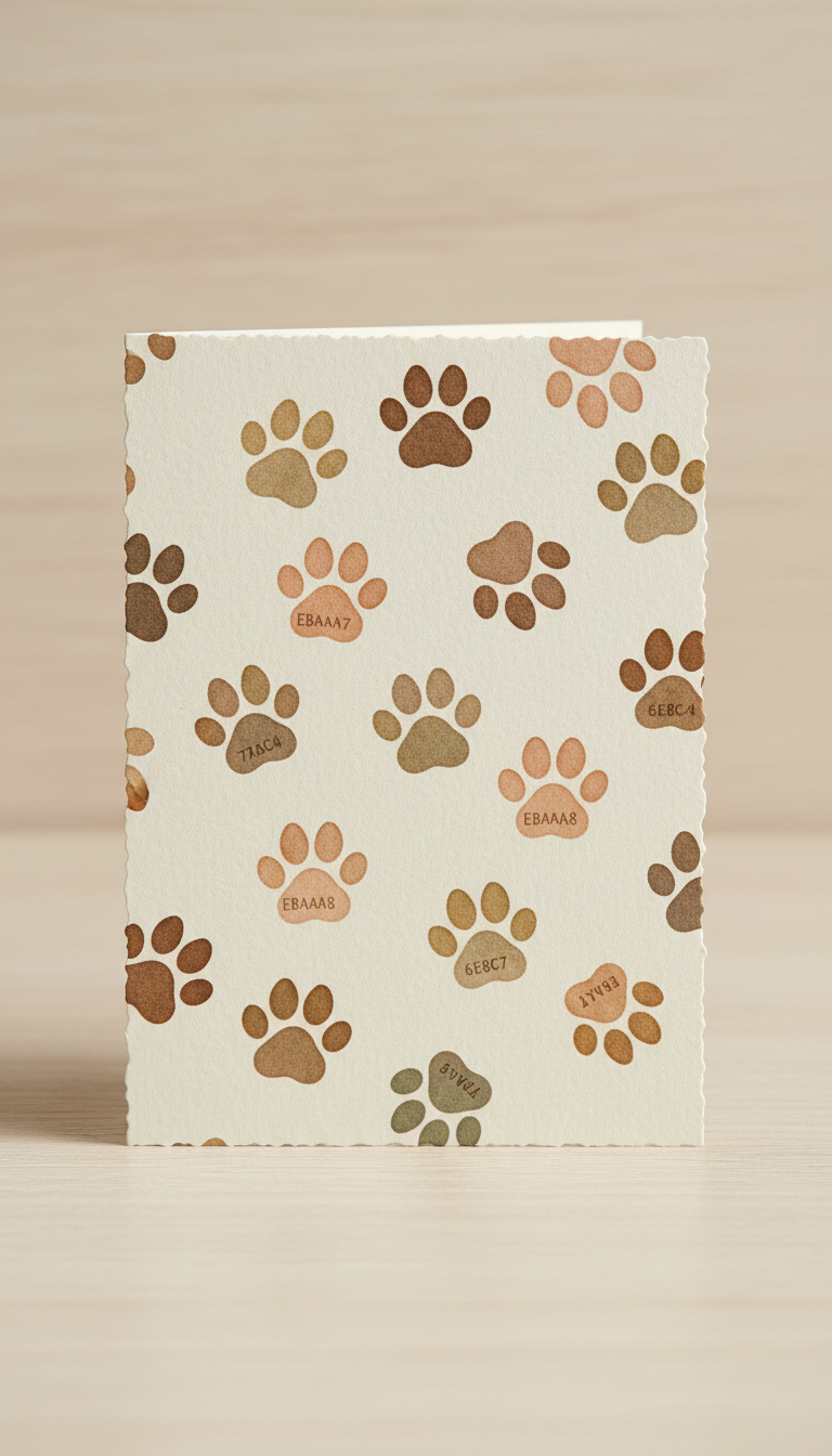 Greeting Card Set with Paw Print Details